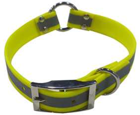 Reflective center O ring dog collar PVC