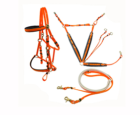 Glossy orange TPU endurance bridle/halter combination wholesale