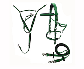 Dark green equestrian bridle halter combo made from PVC-NYLON