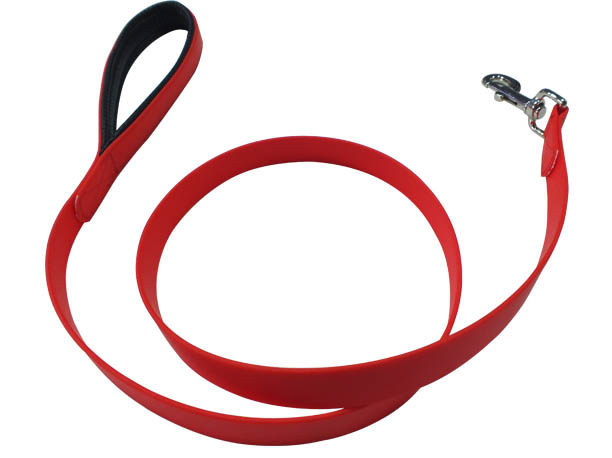 red PVC dog leash