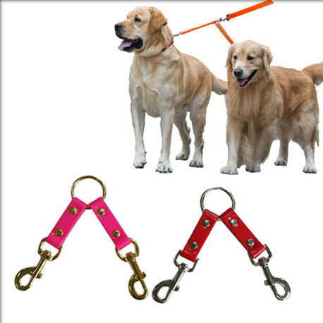 TPU 2 dogs couplers with gold snap hooks