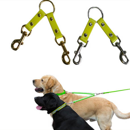 TPU 2 dogs couplers with silver snap hooks