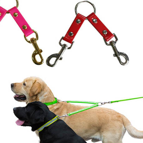 TPU 2 dogs couplers with silver snap hooks