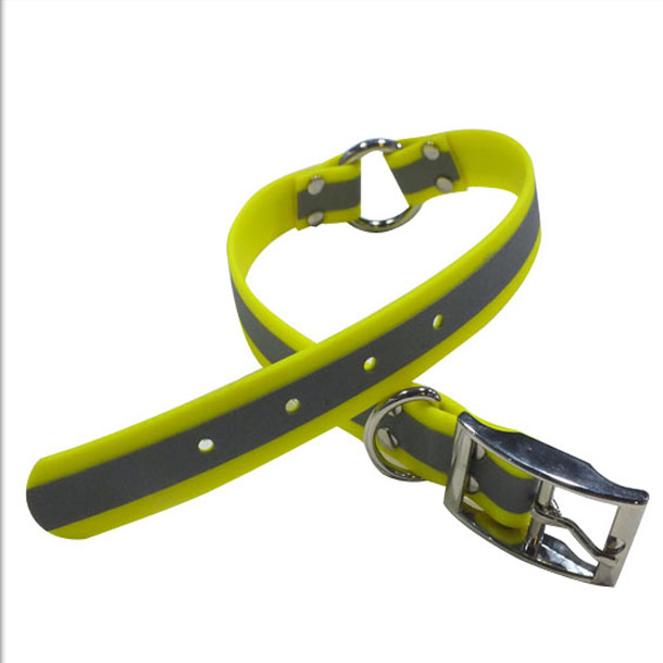 Reflective center O ring dog collar PVC