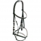 Red horse bridle with two nosebands for race