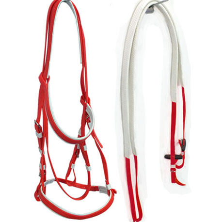 Horse Bridles PVC Bridle white Padding with Rubber Reins 