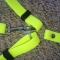 Neon yellow PVC 3 dogs triple with leash attached