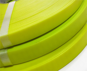 Neon yellow PVC coated webbing bag straps 25mm wide