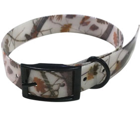 Snow camo wild hunting dog collars in TPU coated webbings