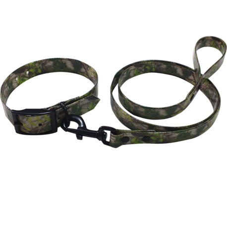 pet collar and leash in camo