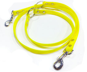 Neon yellow PVC coated webbing adjustable dog running leash