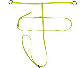 Neon yellow running martingale made from PVC coated nylon webbing