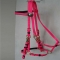 Pink endurance racing bridle halter PVC with brass buckles
