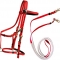 Red PVC traditional bridle halter design with soft padding