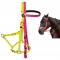 Yellow pink mixed PVC endurance bridle halter for horse riding trail