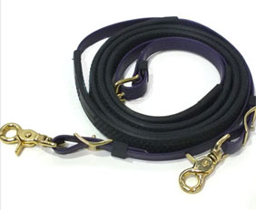 2 brass snap hooks black endurance PVC rein for horse riding