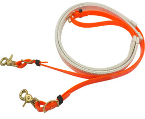 Fluo orange TPU coated nylon rein for horse riding endurance