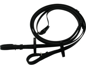 PVC black horse riding rein with black rubber grip