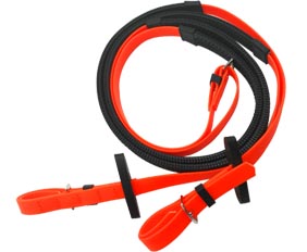 Solid orange color PVC riding rein supplies with zinc alloy buckles