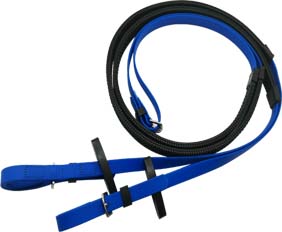 Baby blue riding rein made from PVC coated nylon webbings