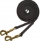 Brown PVC coated nylon horse riding rein with 2 gold snap hooks