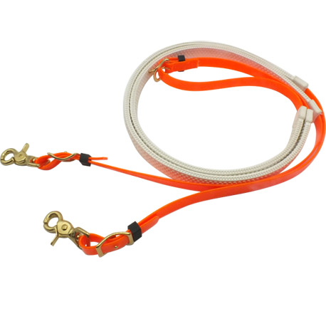 Fluo orange TPU coated nylon rein for horse riding endurance