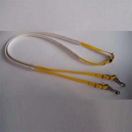 Yellow PVC horse endurance reins with 2 swivel snap hooks