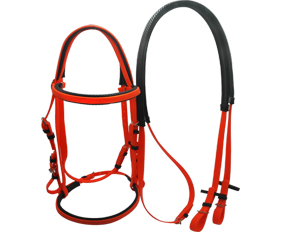 Red horse bridle equipment PVC supply with black soft padding