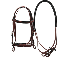 Full horse bridle with rein PVC maroon color