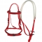 Classic hunter double nosebands bridle with rein red