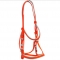 Neon orange PVC bridles and reins with soft padding on nose
