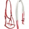 Red horse saddlery bridles with one noseband made from PVC