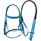 Sky blue padded riding bridle with rein made from PVC coated nylon webbings company