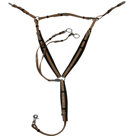 Khaki PVC elastic breastplate and running martingale with steel stainless hardware for sale