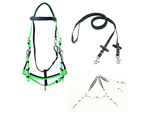 green PVC endurance trail horse bridle