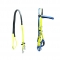 draft horse bridle and rein supplies in yellow and blue